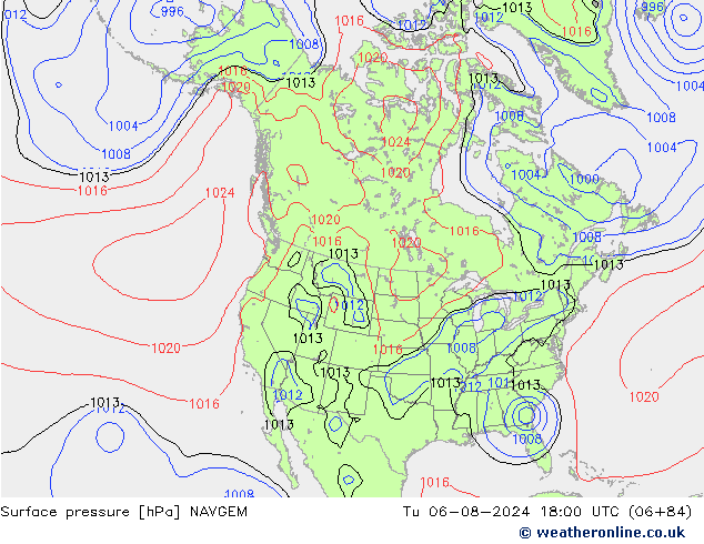 Luchtdruk (Grond) NAVGEM di 06.08.2024 18 UTC