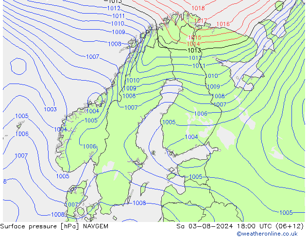 Luchtdruk (Grond) NAVGEM za 03.08.2024 18 UTC