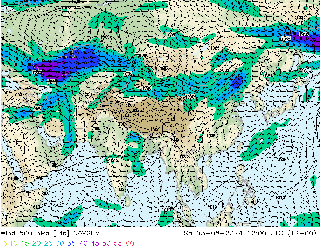 Wind 500 hPa NAVGEM za 03.08.2024 12 UTC