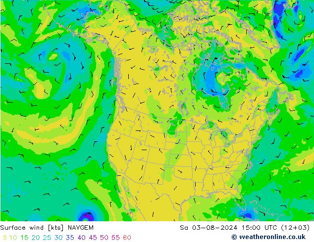 Wind 10 m NAVGEM za 03.08.2024 15 UTC