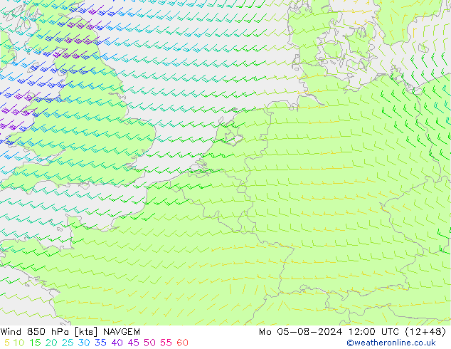 Wind 850 hPa NAVGEM ma 05.08.2024 12 UTC