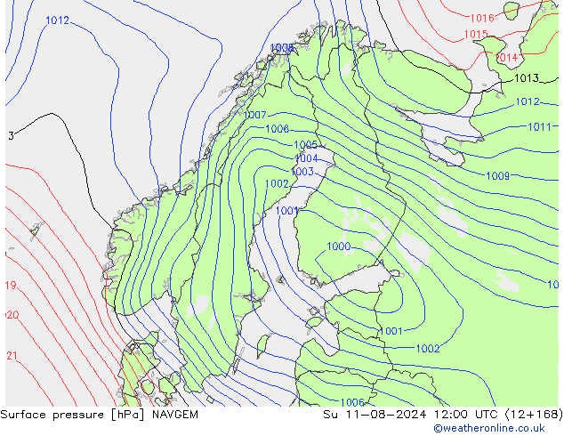 地面气压 NAVGEM 星期日 11.08.2024 12 UTC