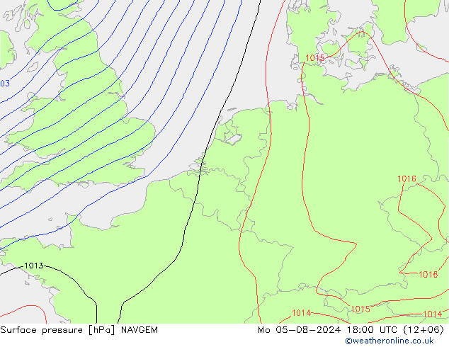 地面气压 NAVGEM 星期一 05.08.2024 18 UTC
