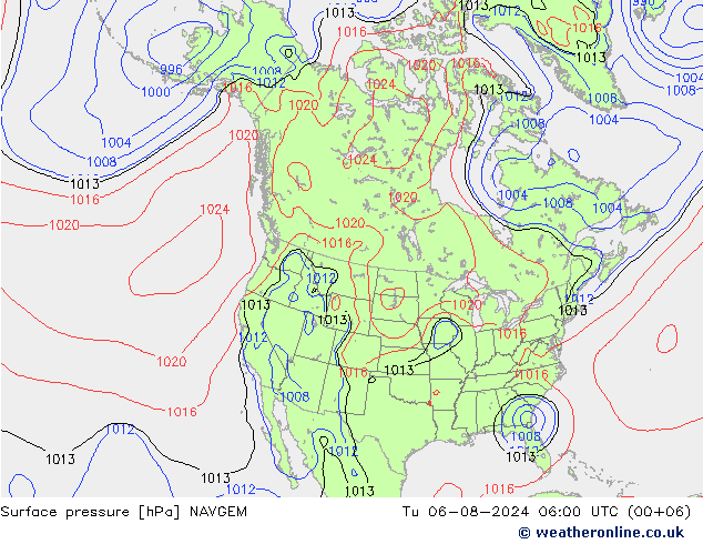地面气压 NAVGEM 星期二 06.08.2024 06 UTC