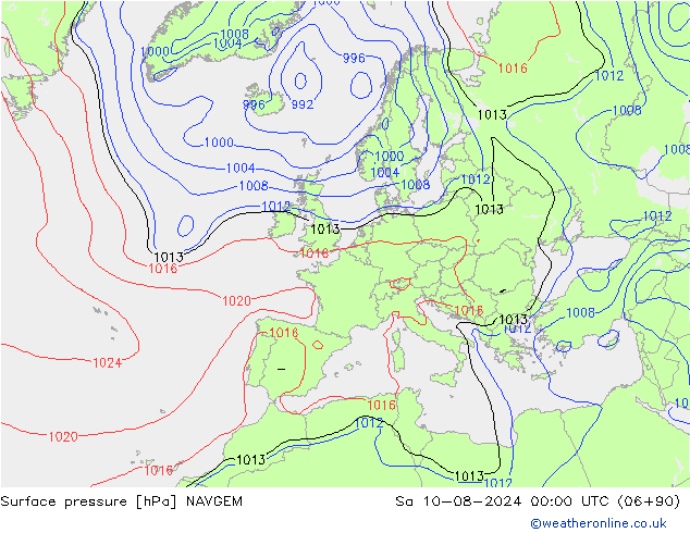 地面气压 NAVGEM 星期六 10.08.2024 00 UTC