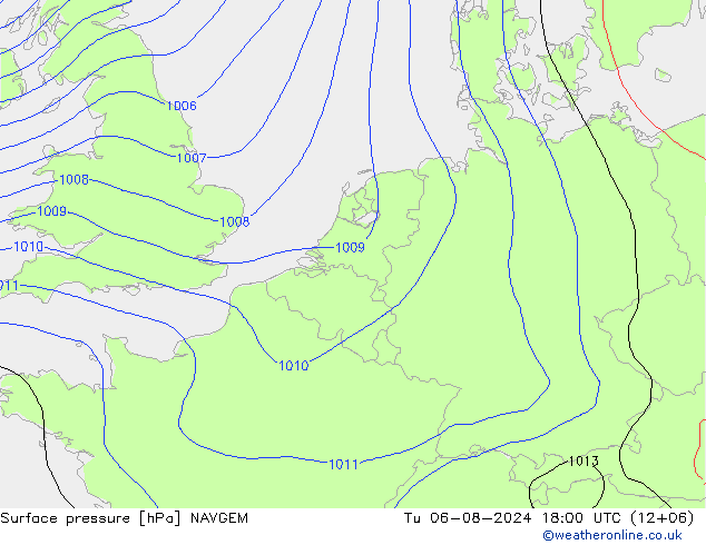 Luchtdruk (Grond) NAVGEM di 06.08.2024 18 UTC