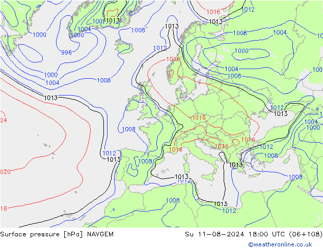 Luchtdruk (Grond) NAVGEM zo 11.08.2024 18 UTC