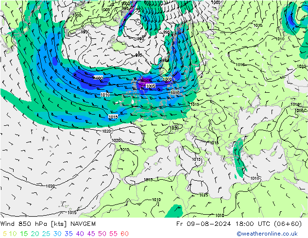 Wind 850 hPa NAVGEM vr 09.08.2024 18 UTC