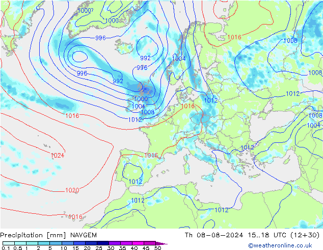 降水 NAVGEM 星期四 08.08.2024 18 UTC