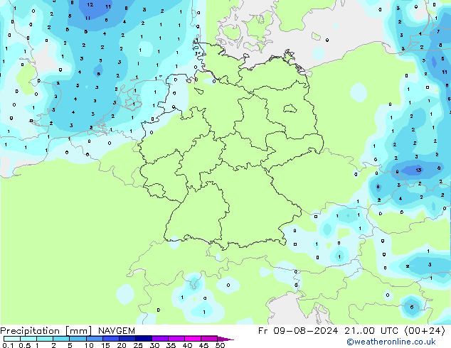 Neerslag NAVGEM vr 09.08.2024 00 UTC