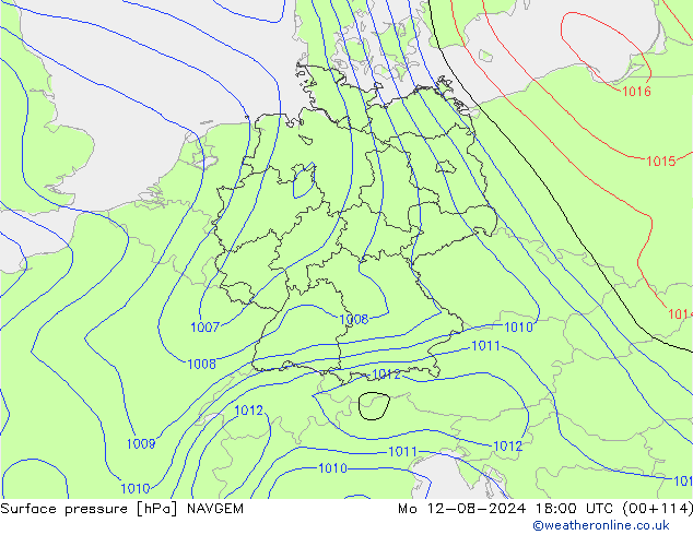 地面气压 NAVGEM 星期一 12.08.2024 18 UTC