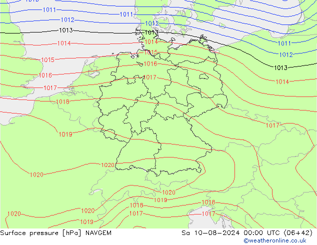 Luchtdruk (Grond) NAVGEM za 10.08.2024 00 UTC