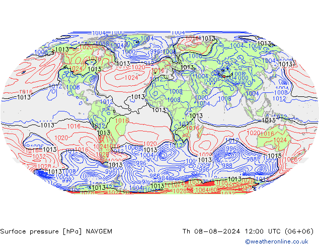 地面气压 NAVGEM 星期四 08.08.2024 12 UTC