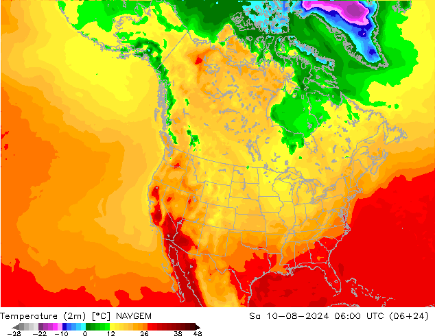 温度图 NAVGEM 星期六 10.08.2024 06 UTC