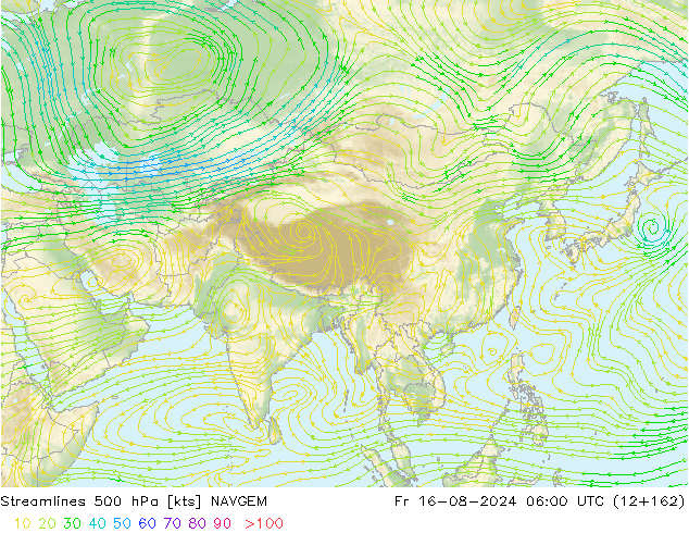 Stroomlijn 500 hPa NAVGEM vr 16.08.2024 06 UTC