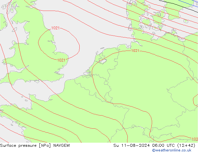 Luchtdruk (Grond) NAVGEM zo 11.08.2024 06 UTC