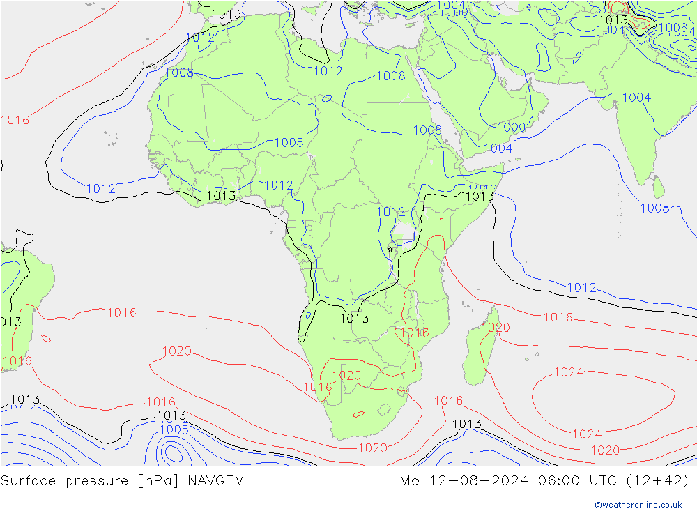 Luchtdruk (Grond) NAVGEM ma 12.08.2024 06 UTC