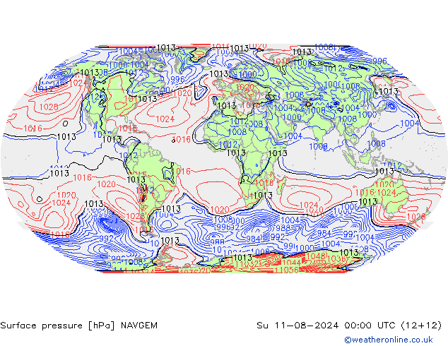 地面气压 NAVGEM 星期日 11.08.2024 00 UTC