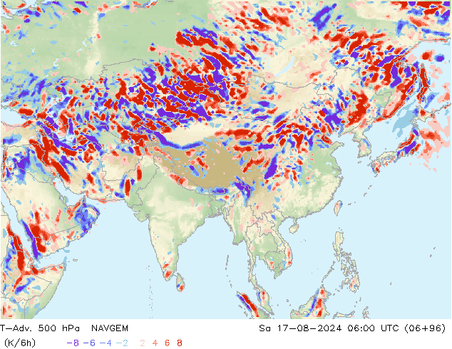 T-Adv. 500 hPa NAVGEM za 17.08.2024 06 UTC