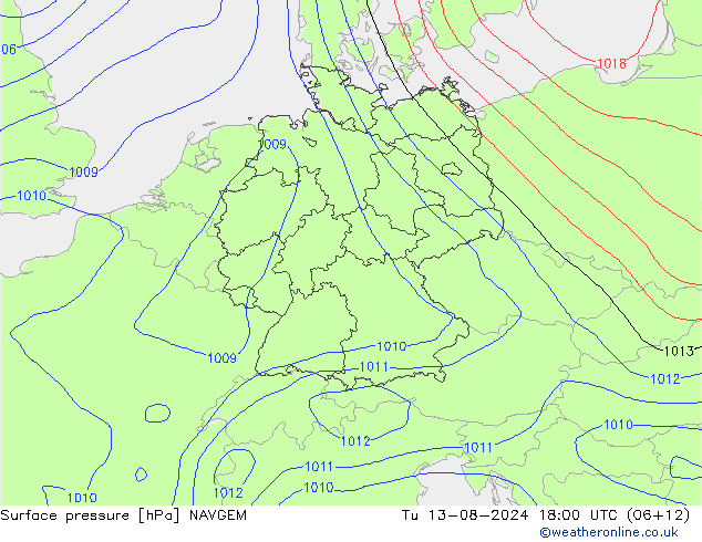 Luchtdruk (Grond) NAVGEM di 13.08.2024 18 UTC