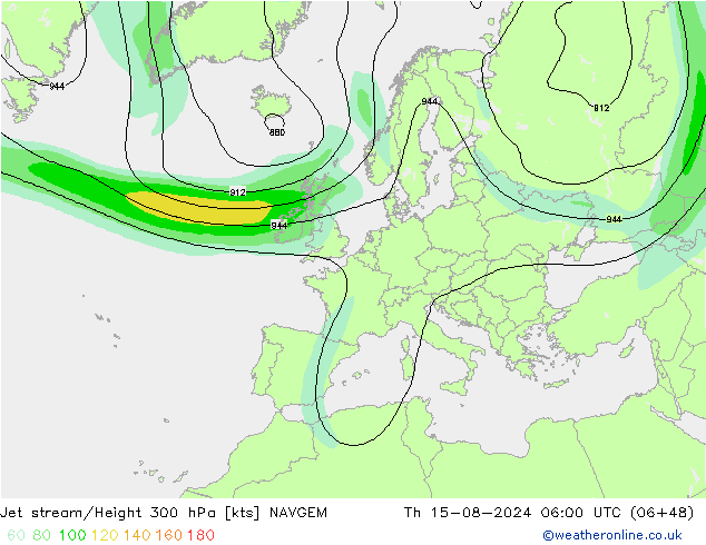 高速氣流 NAVGEM 星期四 15.08.2024 06 UTC