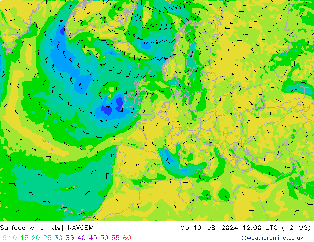 Wind 10 m NAVGEM ma 19.08.2024 12 UTC