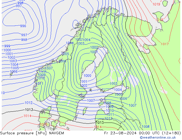 Luchtdruk (Grond) NAVGEM vr 23.08.2024 00 UTC