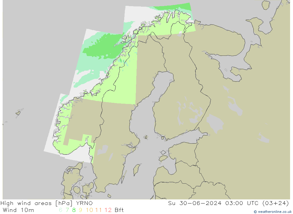Windvelden YRNO zo 30.06.2024 03 UTC
