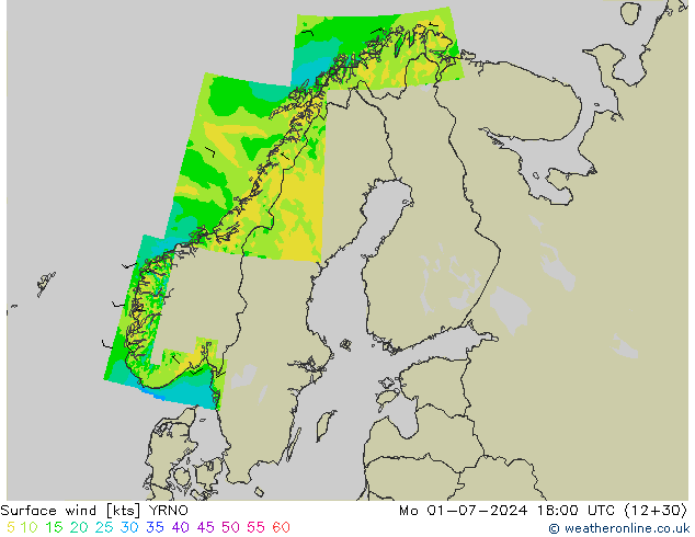 Wind 10 m YRNO ma 01.07.2024 18 UTC