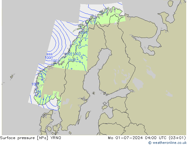 Luchtdruk (Grond) YRNO ma 01.07.2024 04 UTC