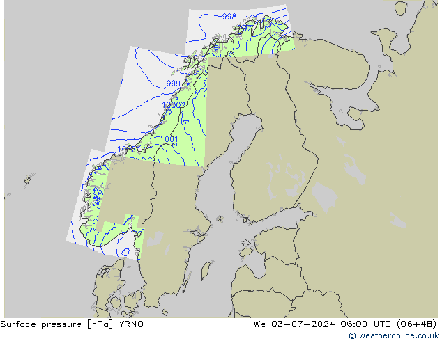 Luchtdruk (Grond) YRNO wo 03.07.2024 06 UTC