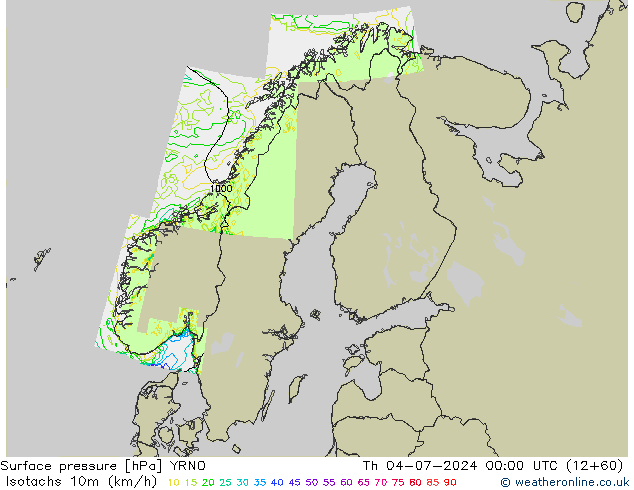 Isotachen (km/h) YRNO do 04.07.2024 00 UTC
