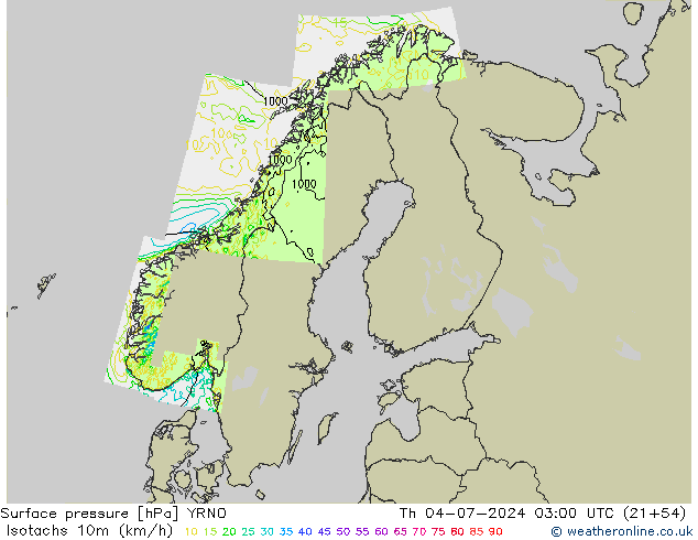 Isotachen (km/h) YRNO do 04.07.2024 03 UTC