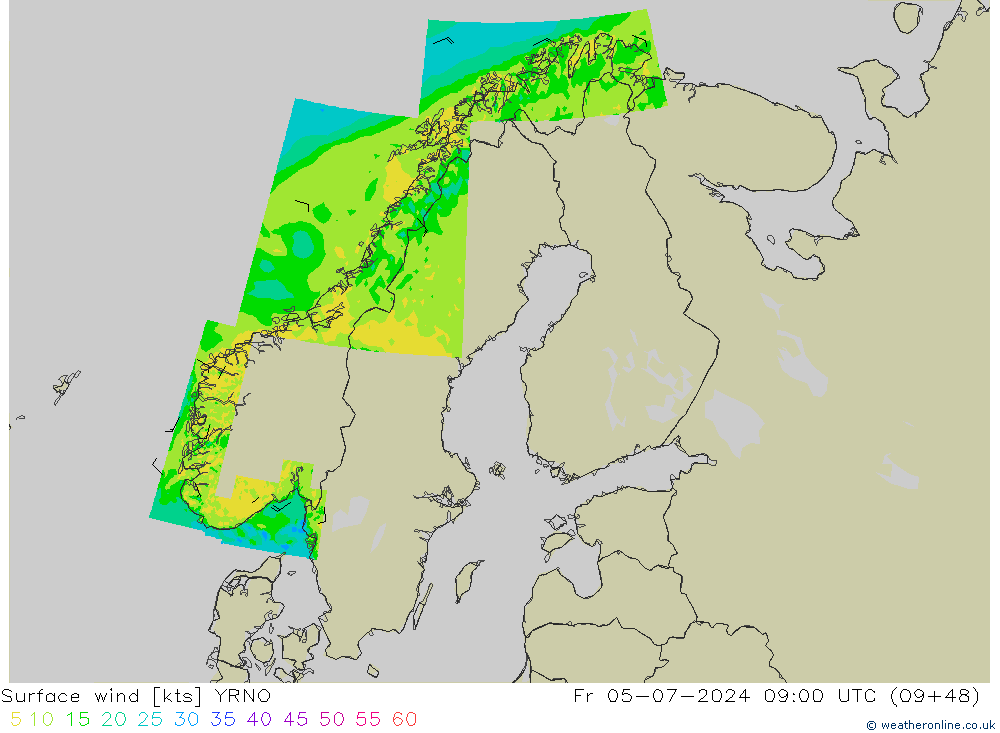 Wind 10 m YRNO vr 05.07.2024 09 UTC
