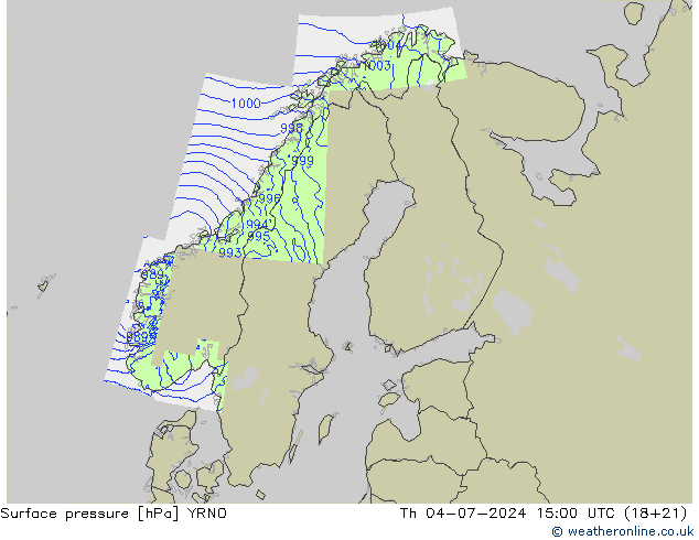 地面气压 YRNO 星期四 04.07.2024 15 UTC