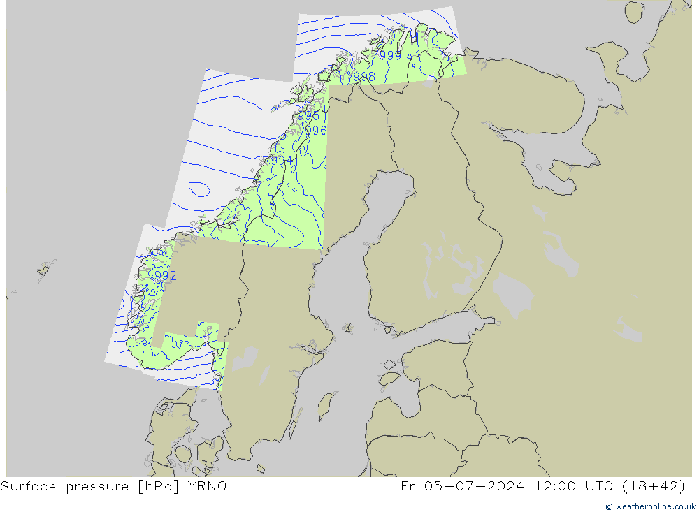 地面气压 YRNO 星期五 05.07.2024 12 UTC