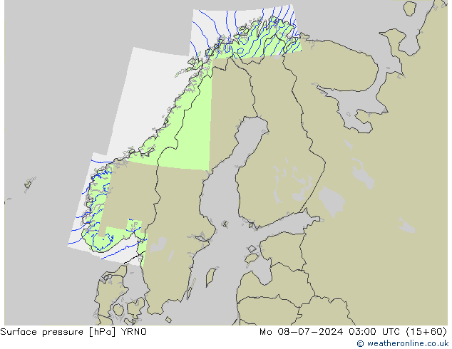 地面气压 YRNO 星期一 08.07.2024 03 UTC