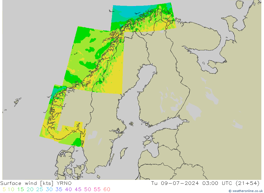 风 10 米 YRNO 星期二 09.07.2024 03 UTC