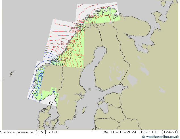 Luchtdruk (Grond) YRNO wo 10.07.2024 18 UTC