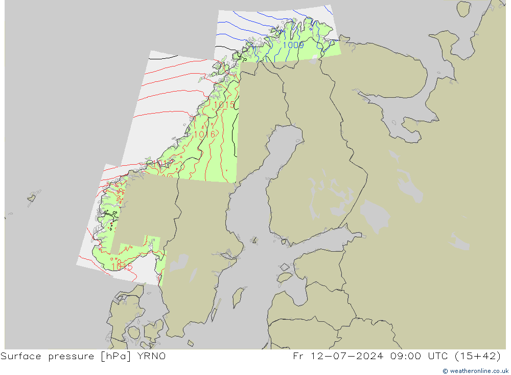 Luchtdruk (Grond) YRNO vr 12.07.2024 09 UTC