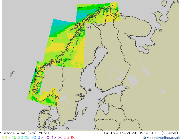 风 10 米 YRNO 星期二 16.07.2024 09 UTC