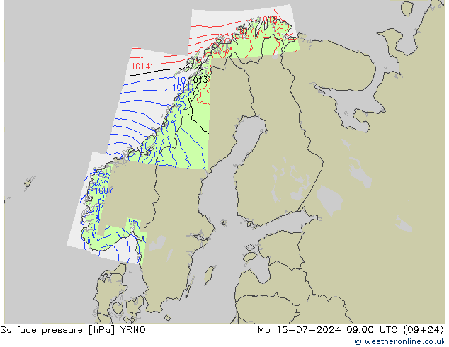 Luchtdruk (Grond) YRNO ma 15.07.2024 09 UTC