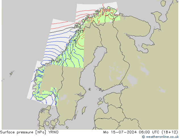 地面气压 YRNO 星期一 15.07.2024 06 UTC