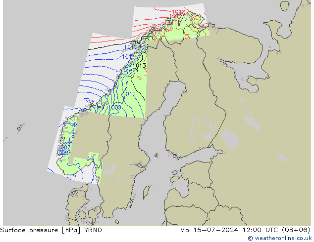 地面气压 YRNO 星期一 15.07.2024 12 UTC