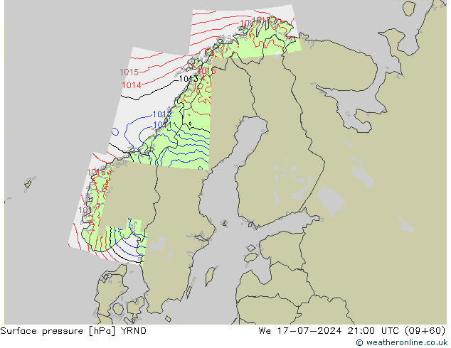 Luchtdruk (Grond) YRNO wo 17.07.2024 21 UTC
