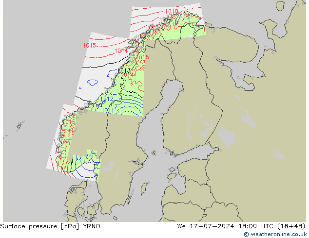 地面气压 YRNO 星期三 17.07.2024 18 UTC