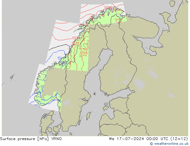 地面气压 YRNO 星期三 17.07.2024 00 UTC