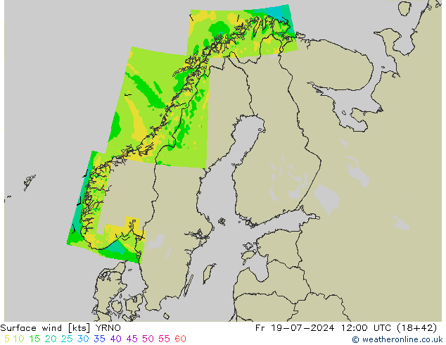 Wind 10 m YRNO vr 19.07.2024 12 UTC