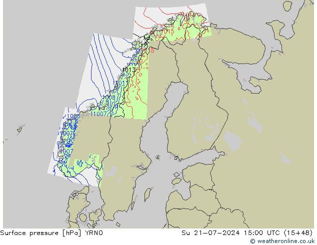 地面气压 YRNO 星期日 21.07.2024 15 UTC