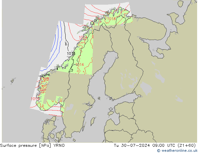 Luchtdruk (Grond) YRNO di 30.07.2024 09 UTC